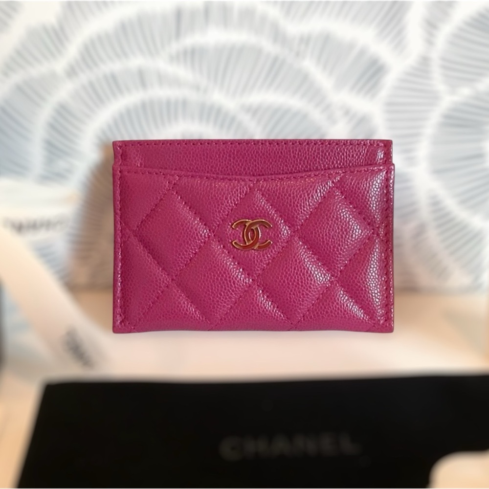 NEW CHANEL Pink 24A Caviar Card Case